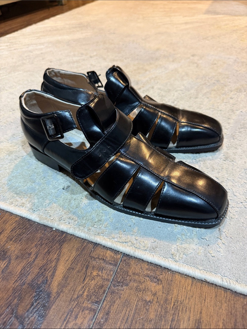 Stacy Adams Calderon Men's Sandal size 11 in black leather GUC